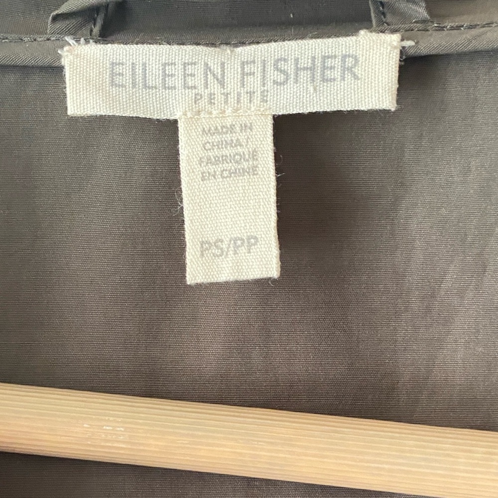 EILEEN FISHER Gray Organic Cotton/Nylon Hooded Longline Windbreaker Jacket SP - Picture 3 of 6